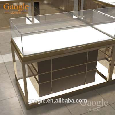 guangzhou wholesale high gloss stainless steel furniture design jewelry showcase jewelry glass display cabinet