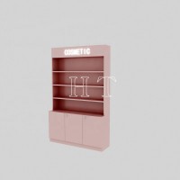 pink color cosmetic shop furniture design for sale