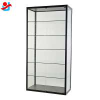 EXW Full vision black frame free standing all glass display case with led lightings